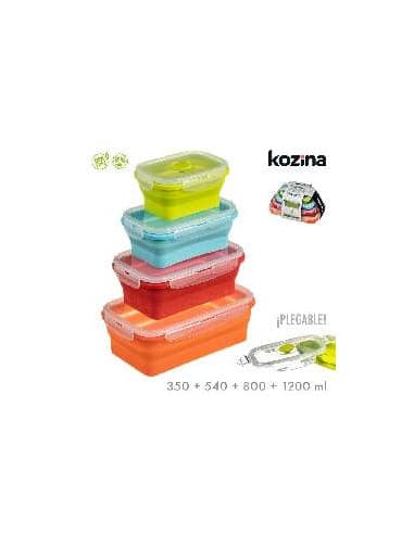 SET 4 fiambreras silicona colores plegable