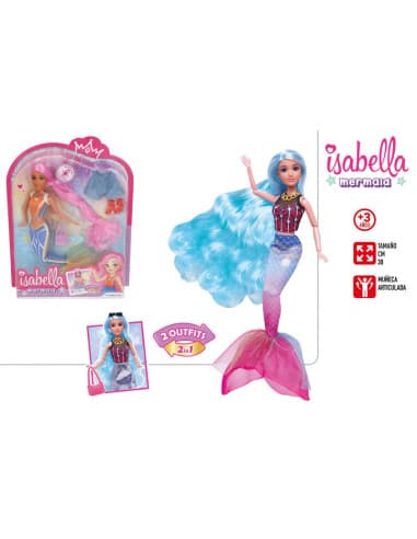 Isabella-bl muñeca articulada 30CM sirena compleme