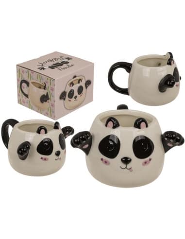 Taza, Huggy Mug Panda, Dolomita, 15 x 10 cm, capac
