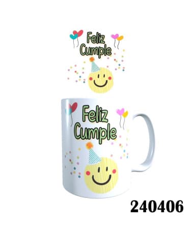 Taza frase feliz cumple smile
