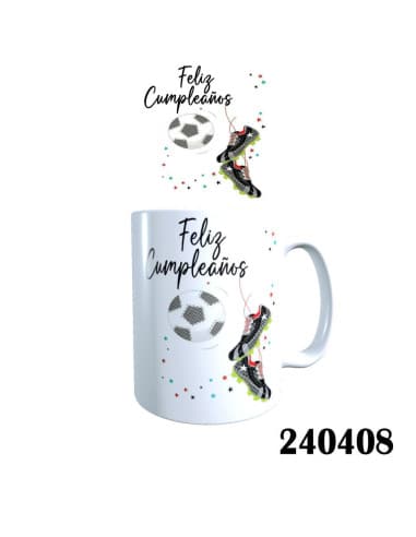 Taza frase feliz cumpleaños futbol