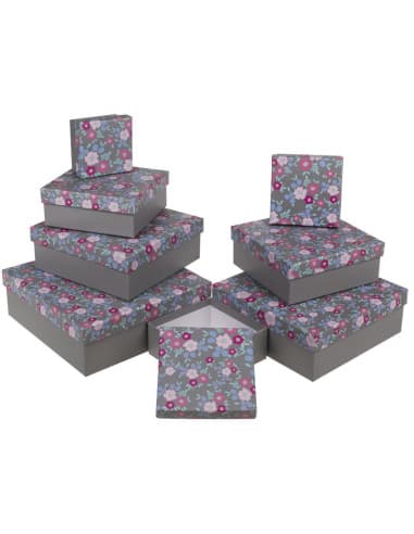 Caja de regalo gris, flores de primavera, aprox. 2