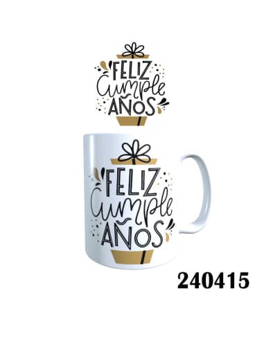 Taza frase feliz cumple-años caja