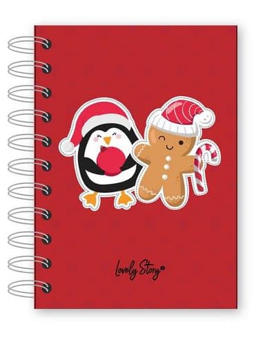 Cuaderno A6 navidad pingüino muñeco rojo