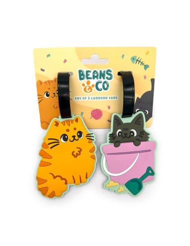 SET DE 2 etiquetas DE equipaje DE PVC gatos beans