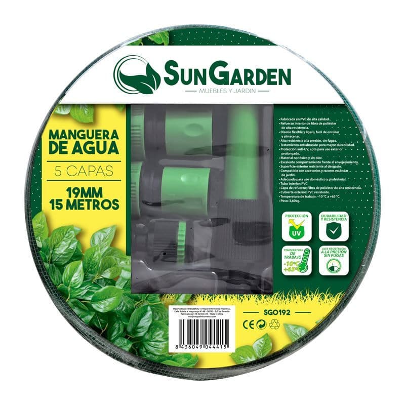 Manguera Agua 5 Capas 19mm 15metros Sungarden