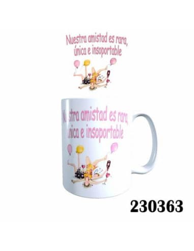 Taza frase nuestra amistad ES rara unica E insopor
