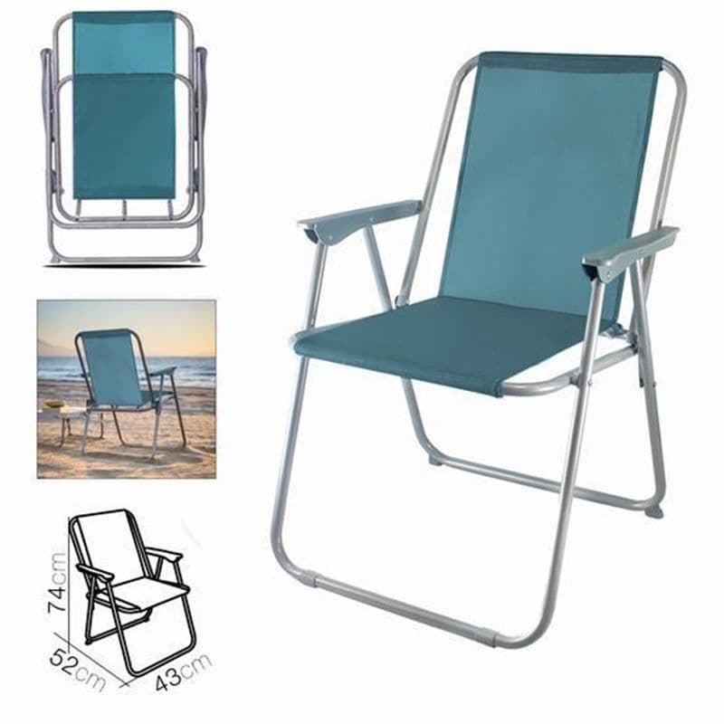 Silla de Playa Plegable 52x43x74 Azul Esmeralda