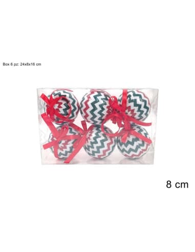 Palle IN cartoncino 8 CM 6 PZ decoro ZIG ZAG IN BO