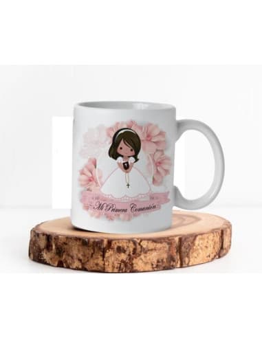 Taza frase comunion niña rosa