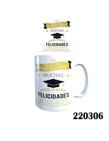 Taza frase objetivo conseguido graduacion