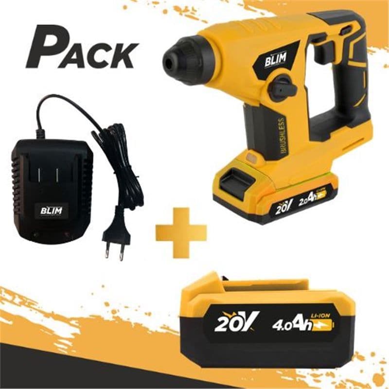 Martillo Perforador 20v 1.5 Julios + Bateria 20v 4ah + Cargador de Batería