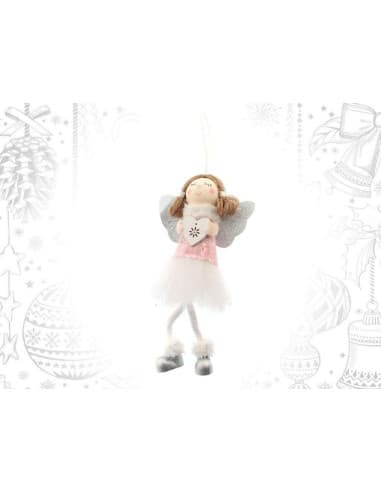Colgante angel blanco plata corazon