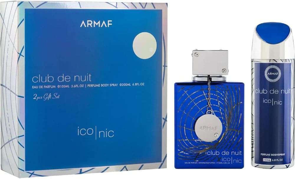 Set de regalo Armaf Club de Nuit Blue Iconic para hombre: Eau de Parfum 105 ml + Spray corporal 200 ml