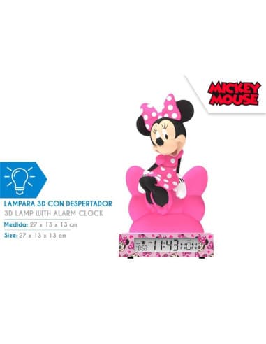 Lampara 3D CON despertador Y fecha minnie (4x1)
