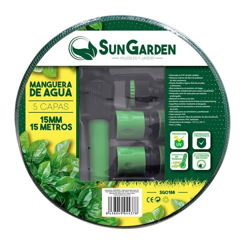 Manguera Agua 5 Capas 15mm 15metros Sungarden