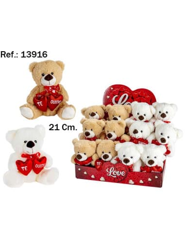 Peluche OSO corazon doble TE quiero 2 COL. 21CM. E