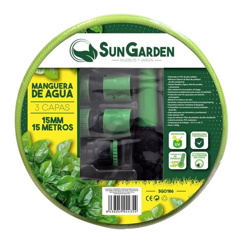 Manguera Agua 3 Capas 15mm 15metros Sungarden