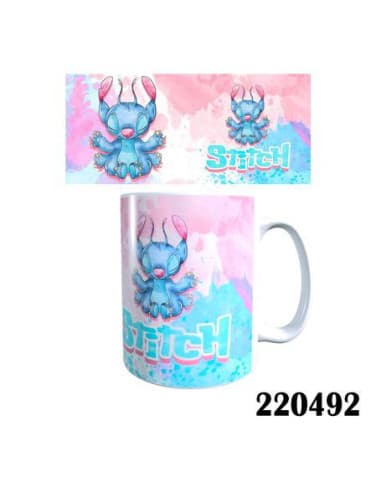 Taza frase taza stitch rosa azul