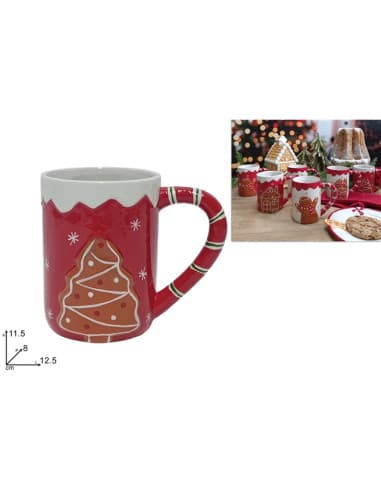 Tazzone ceramica natalizio rossa/bianca C/ decoro