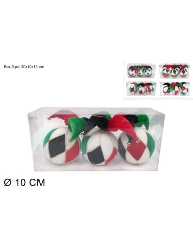 Palla 10CM 3PZ decoro rombi 4COL 8053482363455
