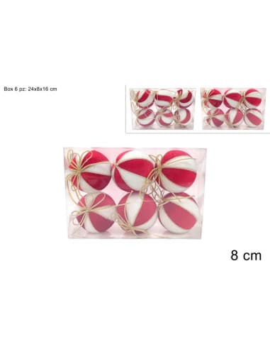 Palle 8 CM 6 PZ rossobianco IN BOX