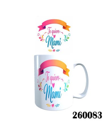 Taza frase TE quiero mami floritura