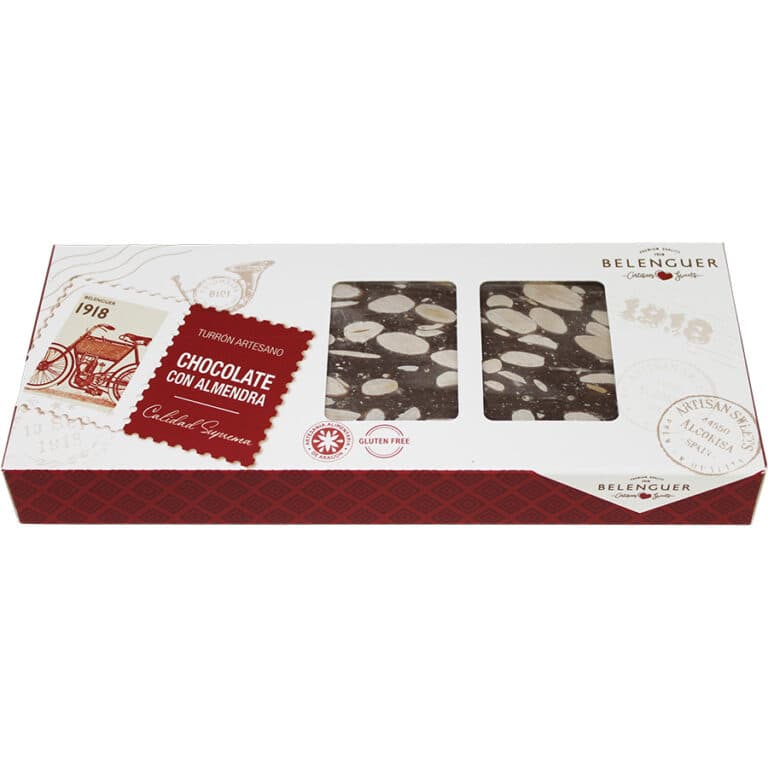 Turrón de chocolate con almendras serie Vintage 300 gr Belenguer