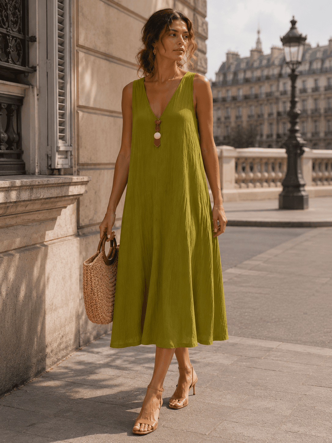 Vestido Midi Verde Oliva