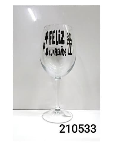 Copa frase feliz cumpleaños estrellas