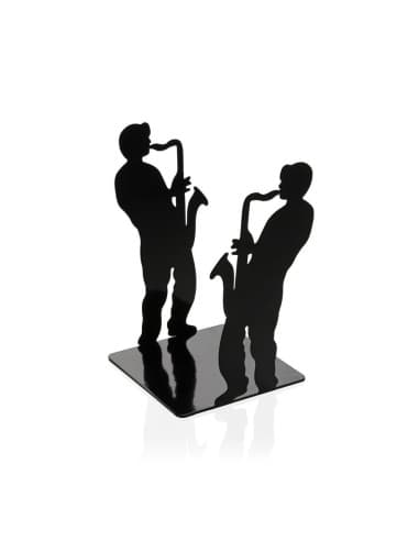Sujetalibros metalico musicos