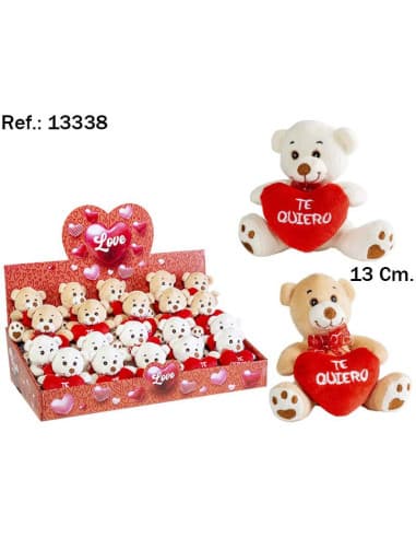 Peluche osito corazon TE quiero 13CM. 2 COL. EN EX