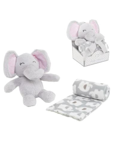 Peluche CON manta 90X75CM elefante (4/8 - 12)