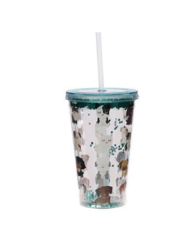 Vaso DE doble pared CON tapa Y pajita - perros DOG