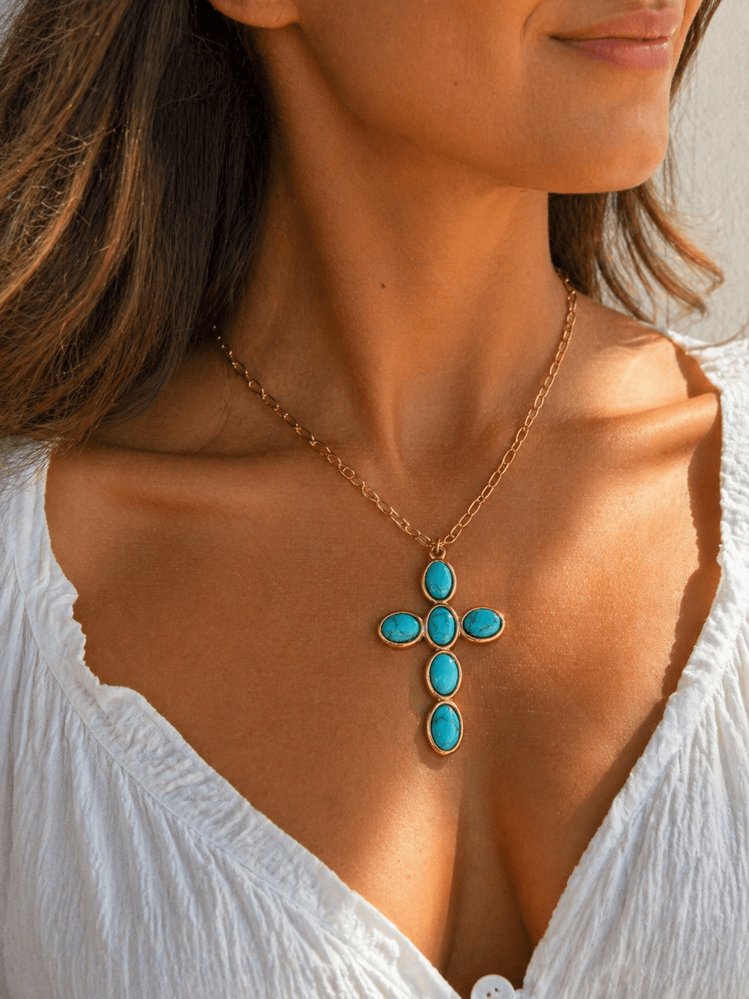 Collar Cruz Turquesa