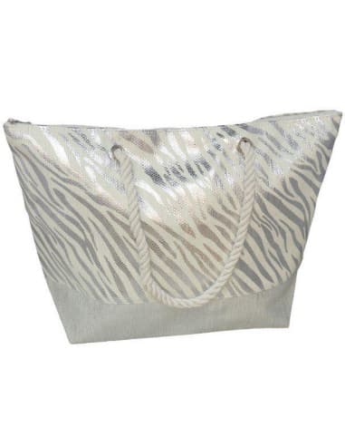 Bolso playa plata zenia c/cremallera 51x36cm