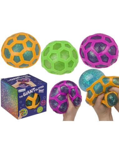 Pelota DE goma, purpurina aprox. 12 CM, 3 colores