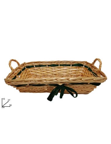 Cesta rettangolare c/fiocco verde 36X27CM LQ231110