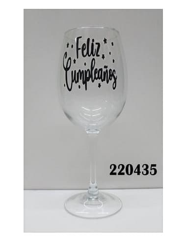 Copa frase feliz cumpleaños estrellitas