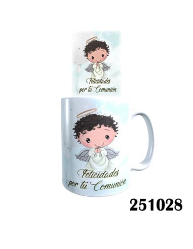 Taza frase feliz comunion angelito