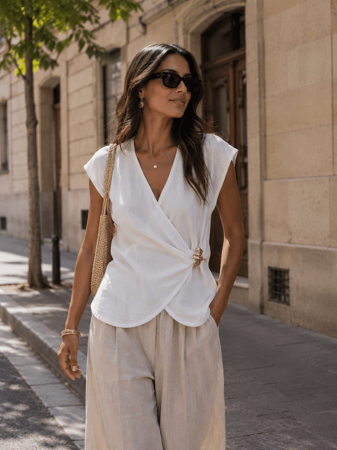 Top Cruzado blanco