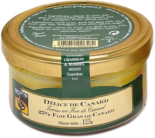 Delicia de Pato – 25% Foie Gras de Pato – Tarro 125g Godard