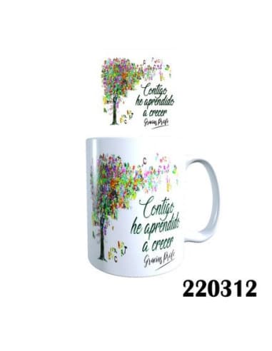 Taza frase contigo HE aprendido A crecer