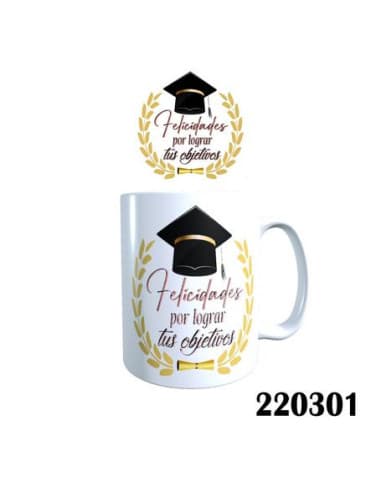 Taza frase felicidades POR lograr TUS objetivos