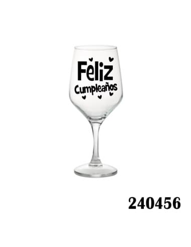 Copa frase cumpleaños feliz cumpleaños corazones