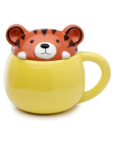 Taza ceramica C tapa tigre animales adorables ador