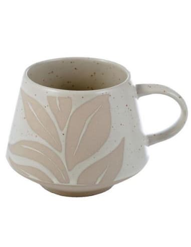 Taza DE gres CON relieve florens hesperantha crema