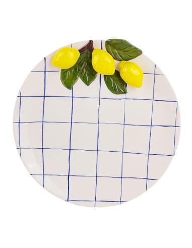 Plato decorativo 27CM cuadros limones (4/8 -12)
