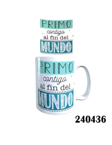 Taza frase primo contigo AL FIN DEL mundo