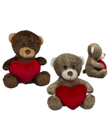 OSO DE peluche CON corazón rojo, aprox. 18 CM, 2 C